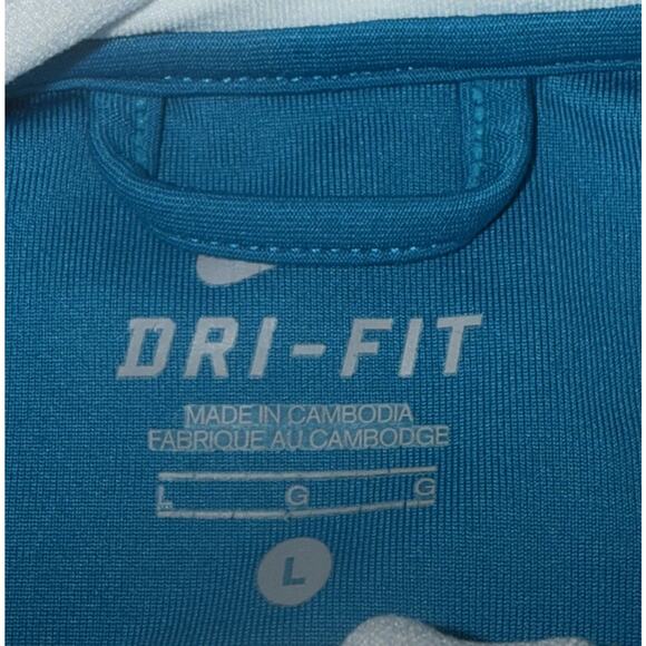 Nike Dri-Fit Women's L Turquoise Workout Jacket Full Front Zip Collar White Trim - Picture 4 of 7